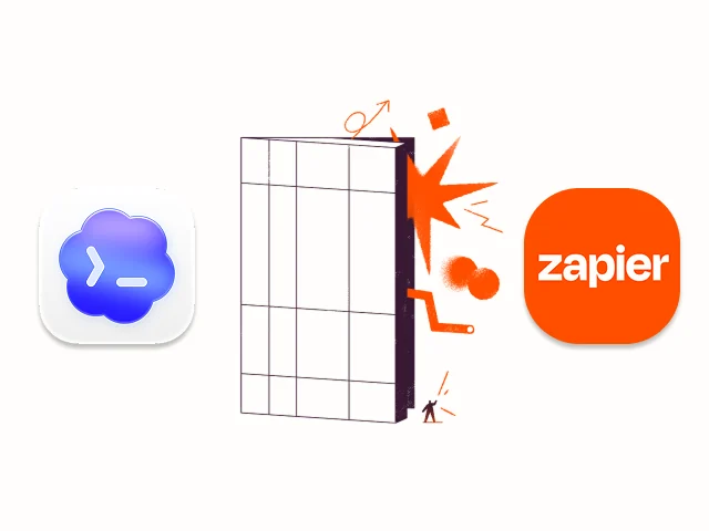 Codex and Zapier app icons separated by an illustrated portal.